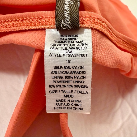 ⭐️ Tommy Bahama Pearl Shirred Underwire Tankini Swim Top - Medium DD - Picture 5 of 8